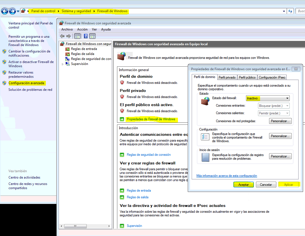 Firewall de Windows Avanzado - Admira